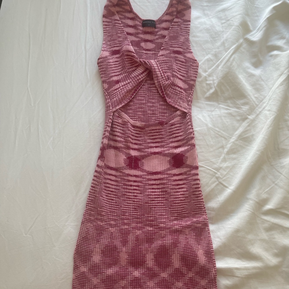 White fox pink patterned mini dress size small